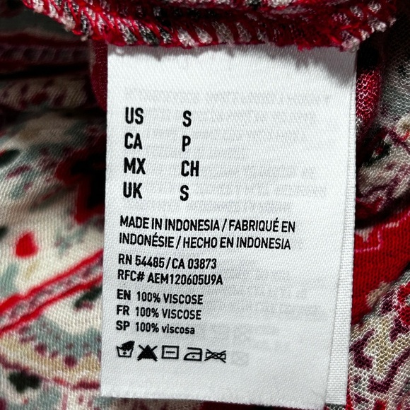 American Eagle Outfitters Red Boho High Neck Shift Dress Pockets Coastal Cowgirl - Picture 8 of 9